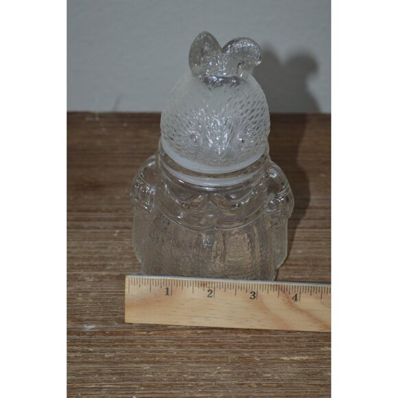 Vintage Textured Glass Clear Mom Bunny Rabbit Shaped Candy Lidded Jar Canister - Picture 11 of 11